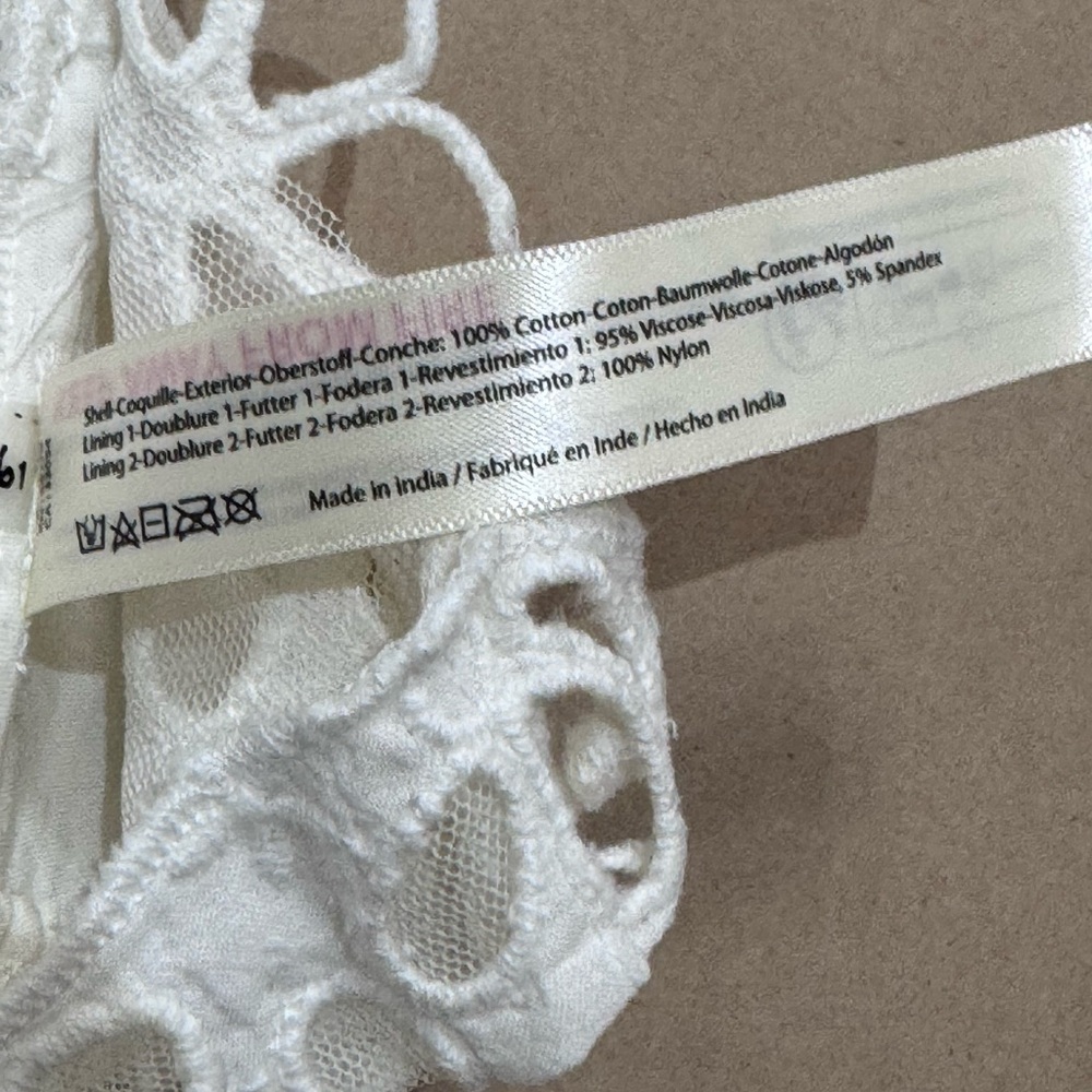 Free People Intimately Sz XL Asteria Lace Bralette Optic white Crop top Boho New - Picture 7 of 8